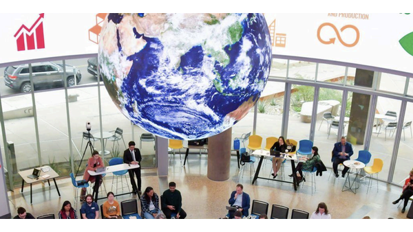 People working in a large room