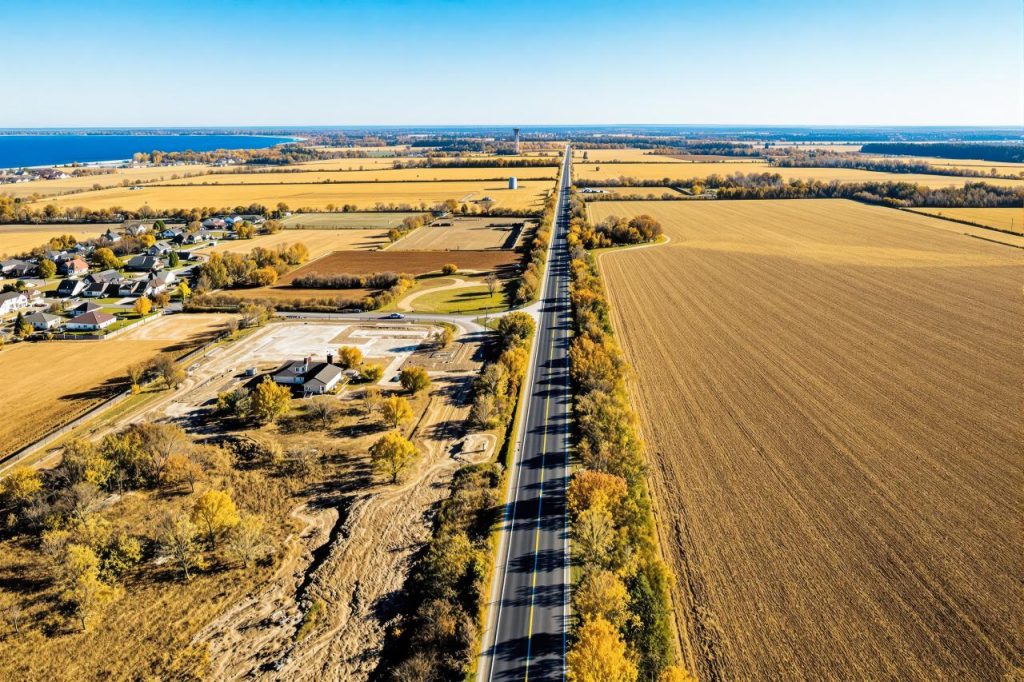 Aerial image of a rural road
